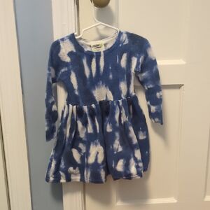Blue and White Tie-Dye Knit Girls' Dress - Kids Dresses Casual